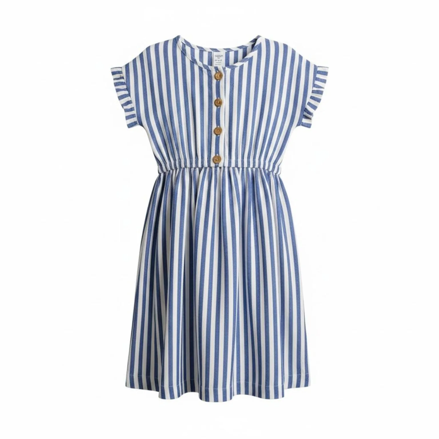 Vestido infantil azul y blanco