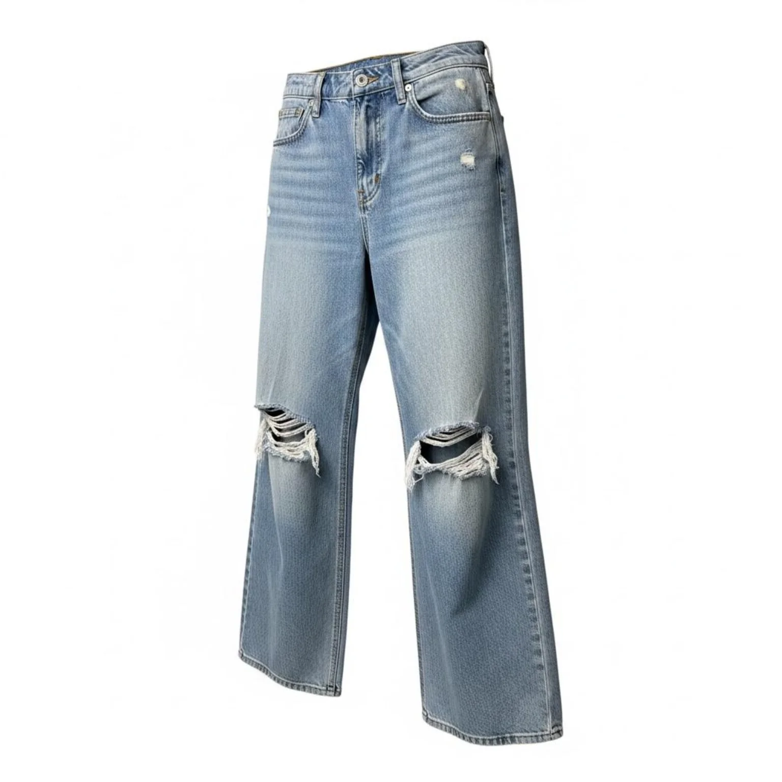 Jeans anchos rasgados para niña
